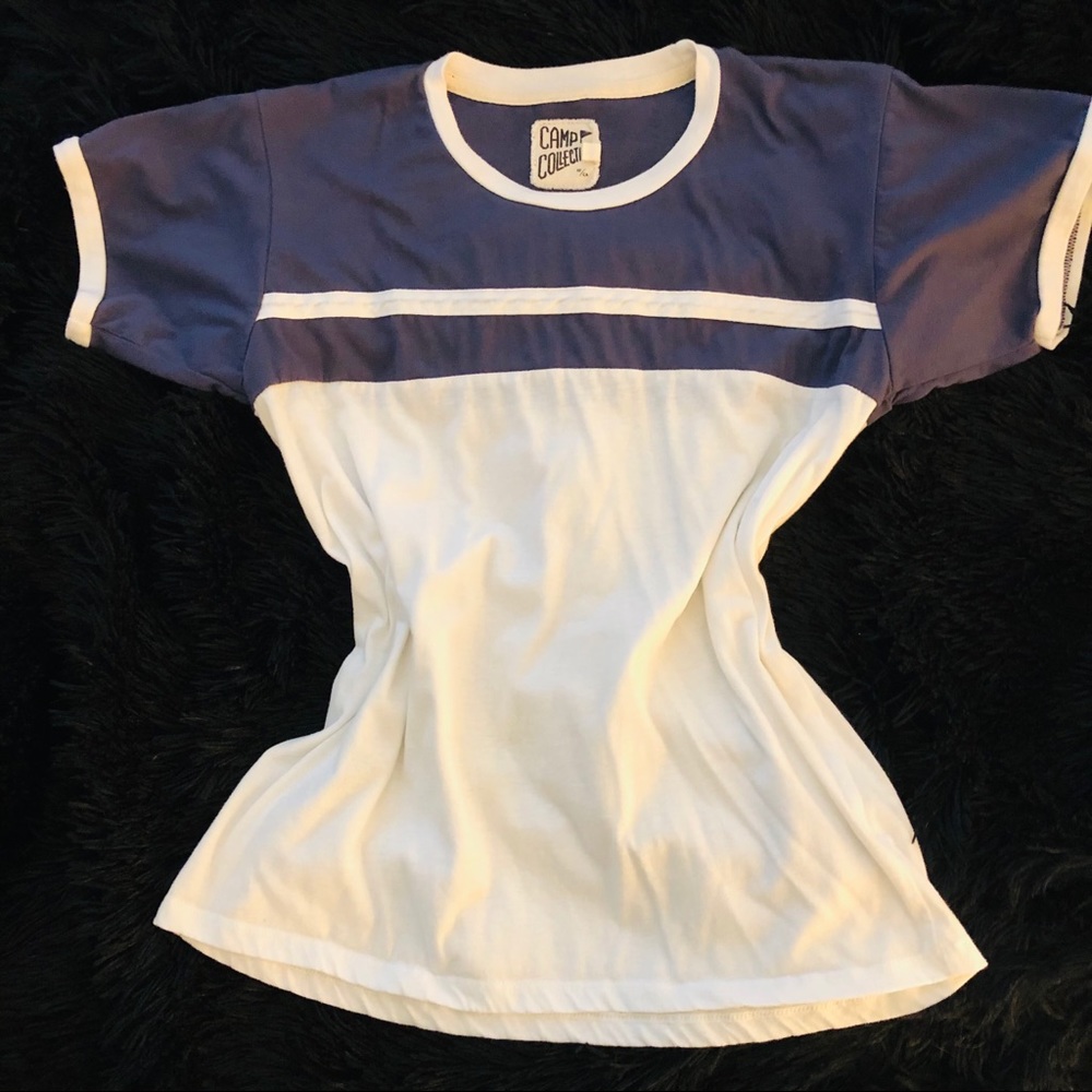 CAMP Collection Blue & White Ringer Tee Size M